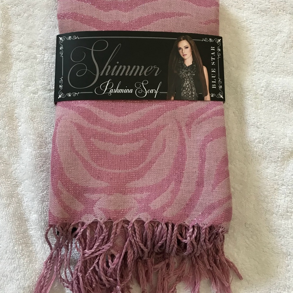 Women’s Pashmina Scarf, Shimmer, Color Pink